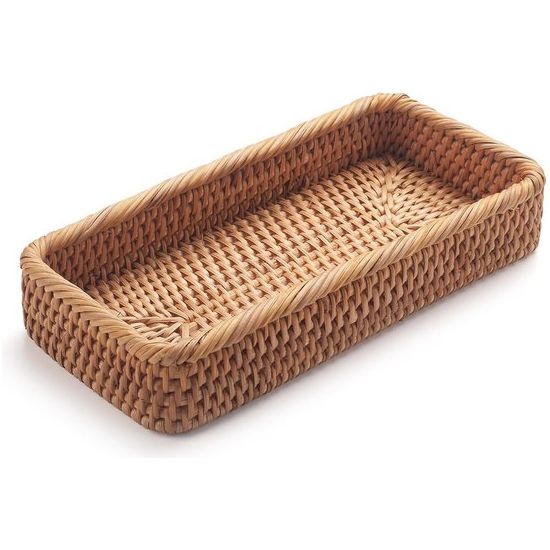 Badkamerijdelheidsbakken Toiletcontainer Mandopslag Lange smalle handdoekopslagmand voor opslag, Decoratief (Natuurlijk 26 x 12,5 x 4,5 cm