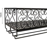 Metalen zwarte wandmontage wijn champagne glazen bekers glaswerk rekhouder, 80 x 20 cm vat voor maximaal 18 flessen wijn en 18 kopjes glazen