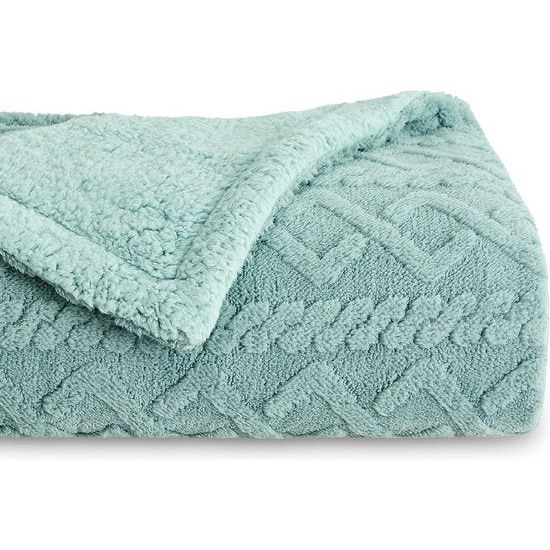 Deken voor de bank, gebreide deken, woondeken, knuffeldeken, 150 x 200 cm, bankdeken, dubbel gezicht, extra zacht, wollig, woonkamer, wollen deken, groen, bankdeken, bankdeken
