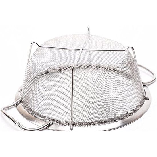 Keukenzeef, zeefmand, roestvrij staal, fijnnetzeef, keukenzeef, saladezeef met poten en brede rand en duurzame handgrepen voor het zeven, spoelen, braden, stomen of koken van groentepasta