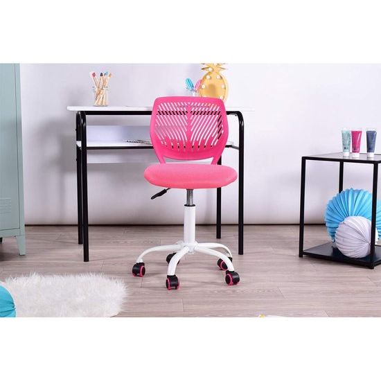 Verstelbare bureaustoel - bureaustoel, computerstoel, stoffen zitting, bureaustoel, draaistoel, zonder armen - Roze