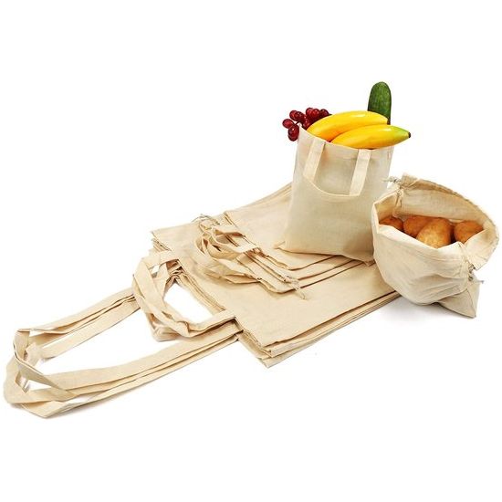 Verschillende katoenen tassen, herbruikbare draagtassen, onbedrukt, ideaal om te beschilderen, Oeko-Tex®-standaard 100, 10-delige set, One-size