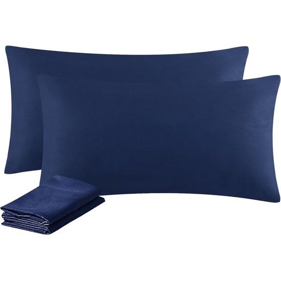 Kussensloop 40 x 80 cm, set van 2 stuks, kussenslopen 40 x 80 cm, blauw met ritssluiting, van microvezel, zacht, 40 x 80 cm, kussensloop