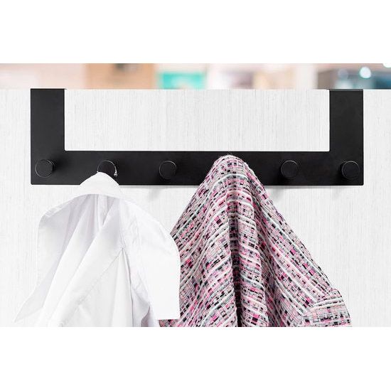 Utensils Deurhaak zwart | kledinghaken mat zwart | deurhaak om op te hangen | garderobestand om op te hangen | handdoekhouder zwart mat | deurhaak tot 2 cm deurvouw | 39 x 11 x 4 cm