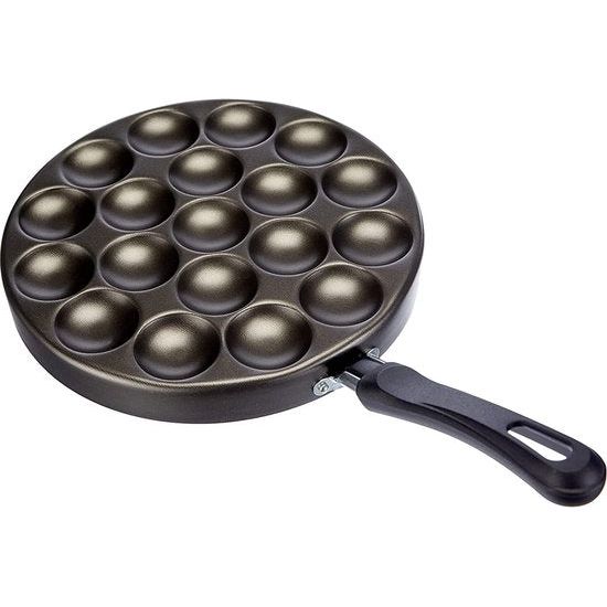 Poffertjes pannenset met recepten, deegfles en houten stokjes, aluminium, breedte 25 cm, 6 losse delen