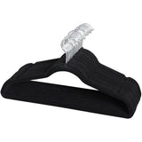 Kleerhangers fluweel kleerhangers 50 stuks jassenhangers met antislip oppervlak beugel 360° draaibare haak zwart