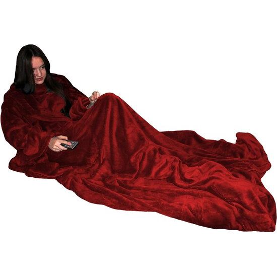 tv-deken met mouwen met kasjmier gevoel – Voetenzak en 2 zakken voor smartphone/afstandsbediening en nog veel meer – Knuffeldeken woondeken plaid – van merkverkoper