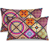 Kussenhoes 40 x 80 cm, set van 2 kussenslopen, kleurrijk Paisley-patroon, kussensloop 40 x 80 cm met ritssluiting, zachte en hypoallergene kussenhoes, rood