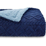 Deken deken voor de bank, gebreide deken, woondeken, knuffeldeken, 150 x 200 cm, sofadeken, dubbel gezicht, extra zacht, knuffeldeken, wollig, woonkamer, wollen deken, blauw, bankdeken, plaid