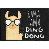 Voetmat met spreuk Rama Lama Ding Dong - grappig - binnen en buiten - wasbaar - lama-motief - housegeschenken - vuilvangmat - deurmat - deco - cadeau-idee