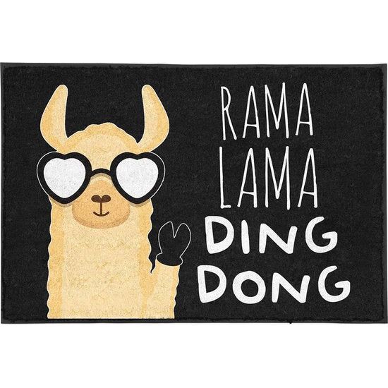 Voetmat met spreuk Rama Lama Ding Dong - grappig - binnen en buiten - wasbaar - lama-motief - housegeschenken - vuilvangmat - deurmat - deco - cadeau-idee