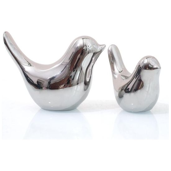 Kleine Vogels Standbeelden Huisdecoratie Moderne Stijl Vogels Decoratieve Ornamenten voor Woonkamer Slaapkamer Bureau Kasten (2 Stuks Zilveren Vogels)