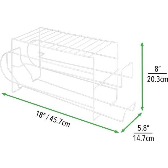 Set van 2 planken voor levensmiddelen, moderne keukenorganizer voor blikjes en conserven, stevige metalen opbergcontainers voor koelkast of kast, wit