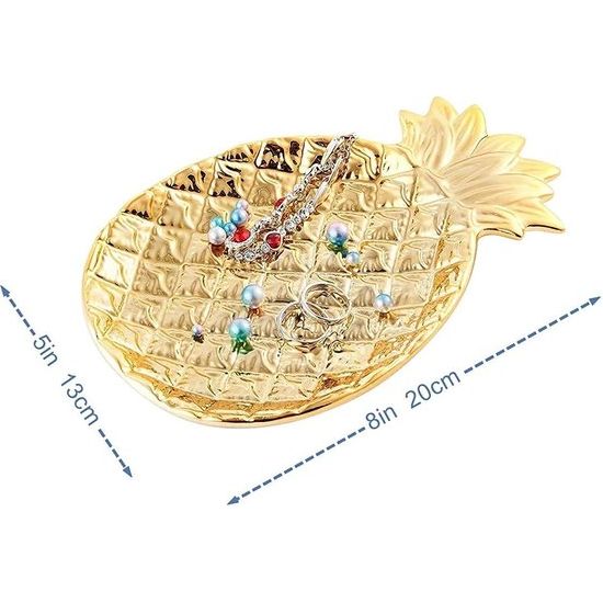 Keramische sieradenhouder, sieradendisplay, ringhouder voor sieraden, leuk cadeau voor vrouwen, meisjes, verjaardag voor geliefden, grote gouden ananas