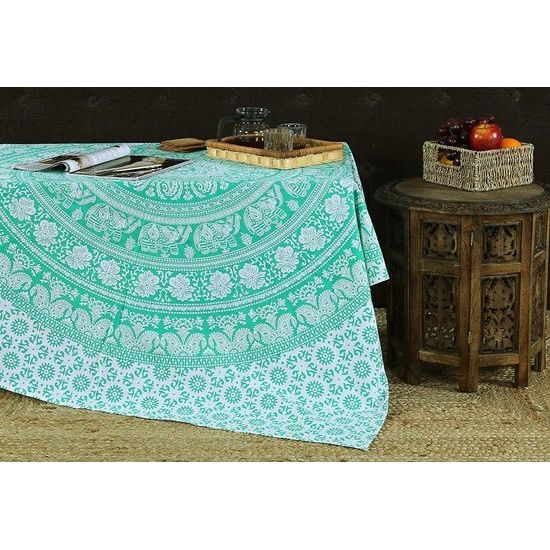 Wanddeken Mandala - Indiase decoratieve strandhanddoek olifant werptapijt - 152 x 127 cm - groen Vertaling: Wandkleed Mandala - Indiase decoratieve strandhanddoek olifant tapijt - 152 x 127 cm - groen