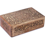 Handgesneden decoratieve houten kist met Keltisch bloemensnijwerk, multifunctioneel gebruik als sieradenopslag, sieradenhouder of horlogedoos, ideaal als cadeau