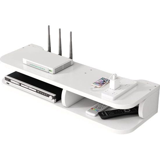 opbergbox, zwevende planken, tv-set-top-rek, wandmontage, meerlaags kabelmanagement, opbergrek voor wanddecoratie (jl03, wit)