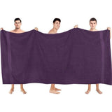 2-delige badhanddoeken, groot, van katoen, met hanger, saunahanddoeken, grote badhanddoeken, handdoeken 90 x 180 cm (pruim)