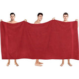 Grote katoenen badhanddoek, set van 2 - douchedoek, grote handdoeken 90 x 180 cm (rood)