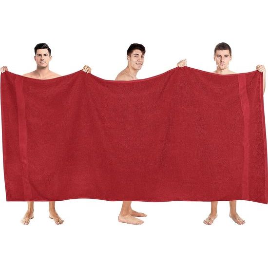 Grote katoenen badhanddoek, set van 2 - douchedoek, grote handdoeken 90 x 180 cm (rood)