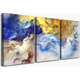 Abstracte afbeeldingen op canvas, met blauwe en gouden wolkenmist, Scandinavische afbeelding van muurkunst, moderne kunstdrukken als decoratieve wandafbeeldingen voor de woonkamer, slaapkamer, keuken, eetkamer en badkamer.