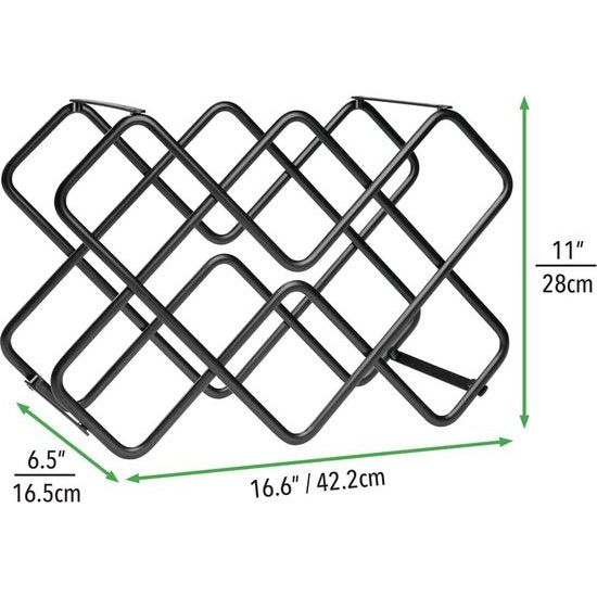 Set van 2 wijn- en flessenrekken - Mooi metalen wijnrek met 3 niveaus voor maximaal 16 flessen - Vrijstaande wijnflessen of andere dranken - Zwart