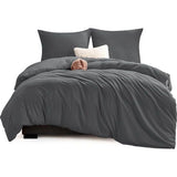 Beddengoed 200 x 200 cm grijs 3-delig met 2 kussenslopen 80 x 80 cm, zachte 100% microvezel dekbedovertrekken, beddengoedset 200 x 200 cm met ritssluiting