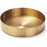 Ronde roestvrijstalen dienblad dienblad gouden sieraden en make-up organizer/kaarsplaat goud (14 cm)