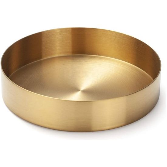 Ronde roestvrijstalen dienblad dienblad gouden sieraden en make-up organizer/kaarsplaat goud (14 cm)