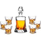 7-delige whiskyglazen en karafset, loodvrije kristalglazen, 800 ml whiskykaraf met 6 x 300 ml glazen, hoogwaardig, mooie geschenkdoos