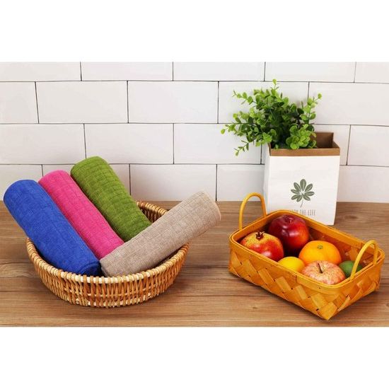 Set van 8 microvezel theedoeken, zachte, super absorberende en pluisvrije keukendoeken, 45 x 65 cm (roze)