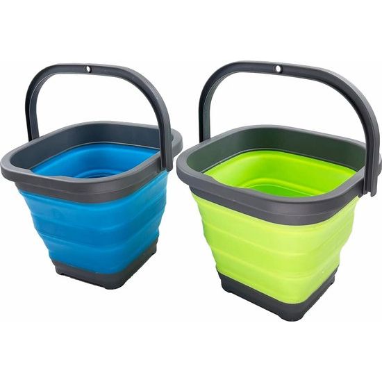 5 l opvouwbare rechthoekige praktische mand/emmer (grasgroen + cerulean (set van 2))