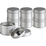 Set van 6 kleine kruidenpotjes, stapelbaar met extra aroma-deksel, inclusief 6 etiketten + 2 shaker-inzetstukken | Hoogte: Elke Ca. 4,5 cm, Diameter Ca. 6,4cm | Jerrycans Materiaal: Blik | BPA-vrij en