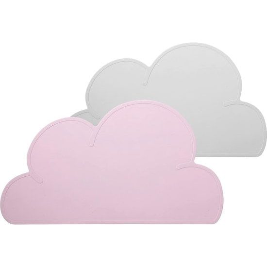 Set van 2 siliconen placemats van voedingskwaliteit voor kinderen, baby's en peuters | BPA-vrij, antislip, lichtgewicht, draagbaar met unieke verhoogde rand (roze grijs)