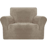 Dikke fluwelen stoelhoezen voor stoel, super stretch, antislip bankovertrek, 1-zits, honden, katten, huisdieren, woonkamer, 1-delige elastische bankbeschermer, stoelhoes, 1-zits, kaki