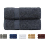 2 grote badhanddoeken, 100% katoen, 550 g/m², extra zacht, absorberend en sneldrogend, afmeting 100 x 150 cm, donkergrijs.