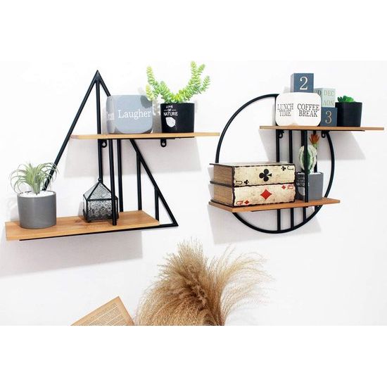 Rustieke houten metalen wandplank Wandgemonteerde decoratieve ronde wandplank voor woonkamer badkamer keuken