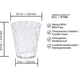 Set waterglazen, Set van 4 gekleurde plastic glazen in transparant acryl (Bpa-vrij), 35cl inhoud, Made in Italy, Diamond-effect afwerking, Diamond line, Turkoois