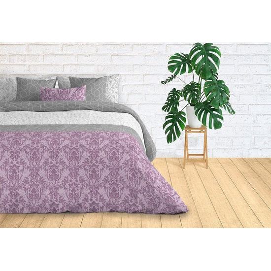 Beddengoedset microvezel , dekbedovertrek 180 (260 x 240 cm) - inclusief 2 kussenslopen 70 x 40 cm. paars kleur