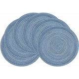 Set van 6 placemats wasbaar rond blauwe placemats rond gevlochten hittebestendige placemats rond wasbare vuilafstotende placemats voor bruiloft, restaurant, keuken, feest