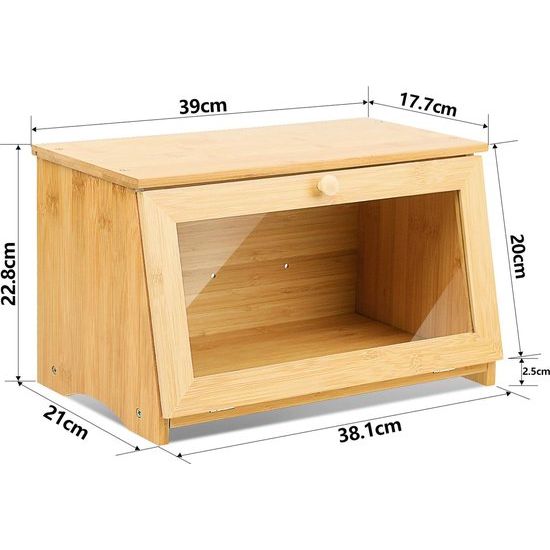 Broodtrommel bamboe broodcontainer voedselveilige broodopslag eenvoudig schoon te maken 39x21x23cm