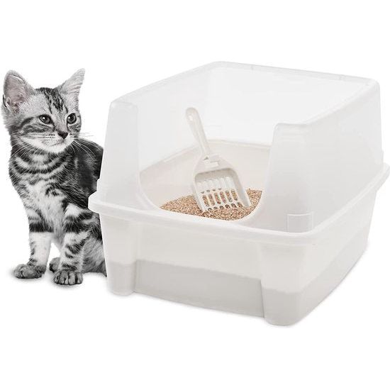 Kattenbak met hoge zijwanden, geen lekkende kattenbakvulling, afneembare hoge rand, instaphoogte: 15 cm, incl. schepje, voor katten - Kattenbak