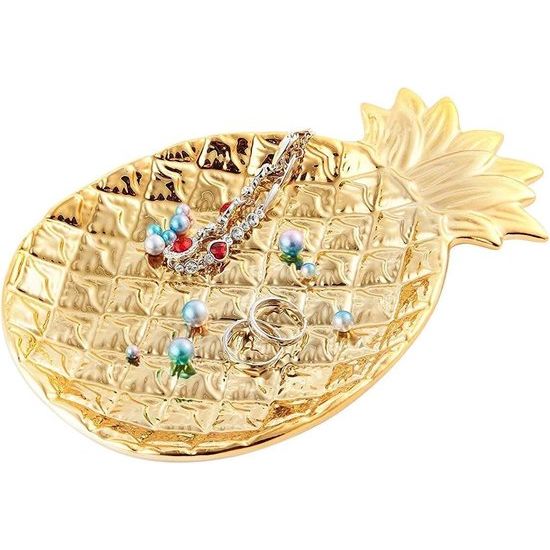 Keramische sieradenhouder, sieradendisplay, ringhouder voor sieraden, leuk cadeau voor vrouwen, meisjes, verjaardag voor geliefden, grote gouden ananas