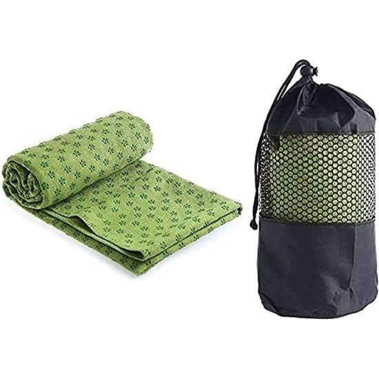 Yoga handdoek antislip - microvezel yogahanddoek sneldrogend - yoga handdoek antislip ideaal voor mat, hot yoga, 183 x 61 cm, groen