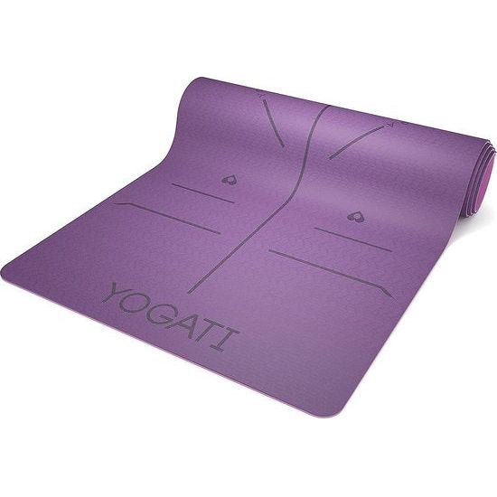 YOGATI – milieuvriendelijke yogamat - TPE, non-slip en dikke yogamat. Yoga Matten met Body Alignment Lines. Perfect Pilates Mat voor workout oefening, Gym en Fitness.