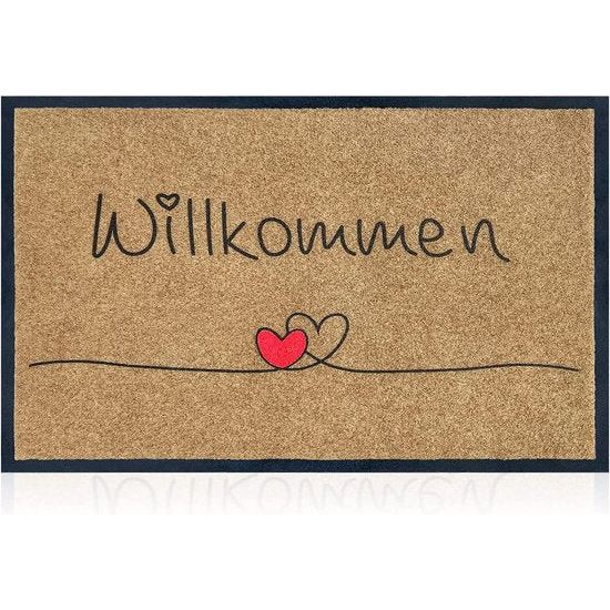 Welkomstdeurmat voor antislip buiten- en binnenmat met entreetapijt, schone mat met antislip achterkant, sterke vuildeurmat voor voordeur, bruin
