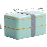 Bento box voor volwassenen, 1200 ml, Japanse bento box, 2-tier Lunchbox, Lunchbox, Lekvrij, Magnetron, Koelkast, vaatwasmachinebestendig, Lunchbox voor school, werk, Picknick, Reizen (groen)