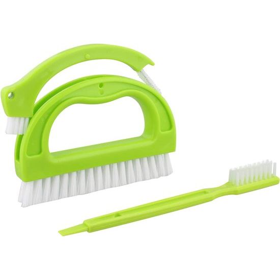 ANCLLO Grout Borstel, (3 in 1) Grout Cleaner Borstel, Tegel Gezamenlijke Scrub Borstel met Handvat, Stijve Reinigingsborstel voor al het huishouden zoals douche, badkamer, keuken, naden, vloerlijnen