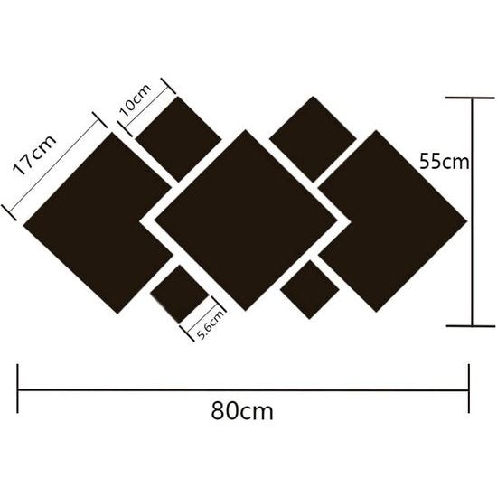Je ontvangt 7 stuks spiegelstickers, de gecombineerde grootte is ongeveer 80 x 55 cm