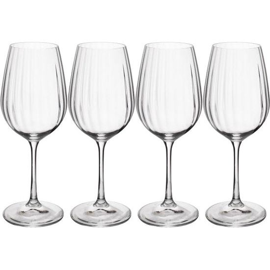 Kristallen witte wijnglazen, 350 ml, set van 4 loodvrije, heldere, elegante glazen met golfeffect voor feesten